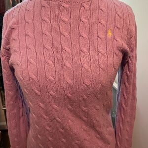 Women’s lavender Ralph Lauren polo cable knit sweater